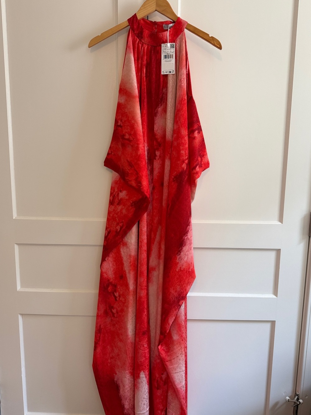 MANGO Watercolor Print High-Neck Open Shoulder Women's Maxi | NWT Size XS-S